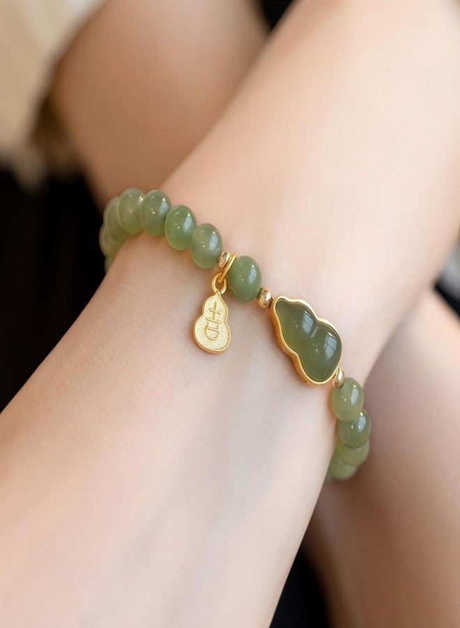 Chiorgone Hetian Jade Gourd Bracelet - Lucky Stretch Jade Bracelet for Wealth, Health, Success, Longevity, Protection & Fortune - Prosperity Jewelry for Career & Positive Energy - Image 3